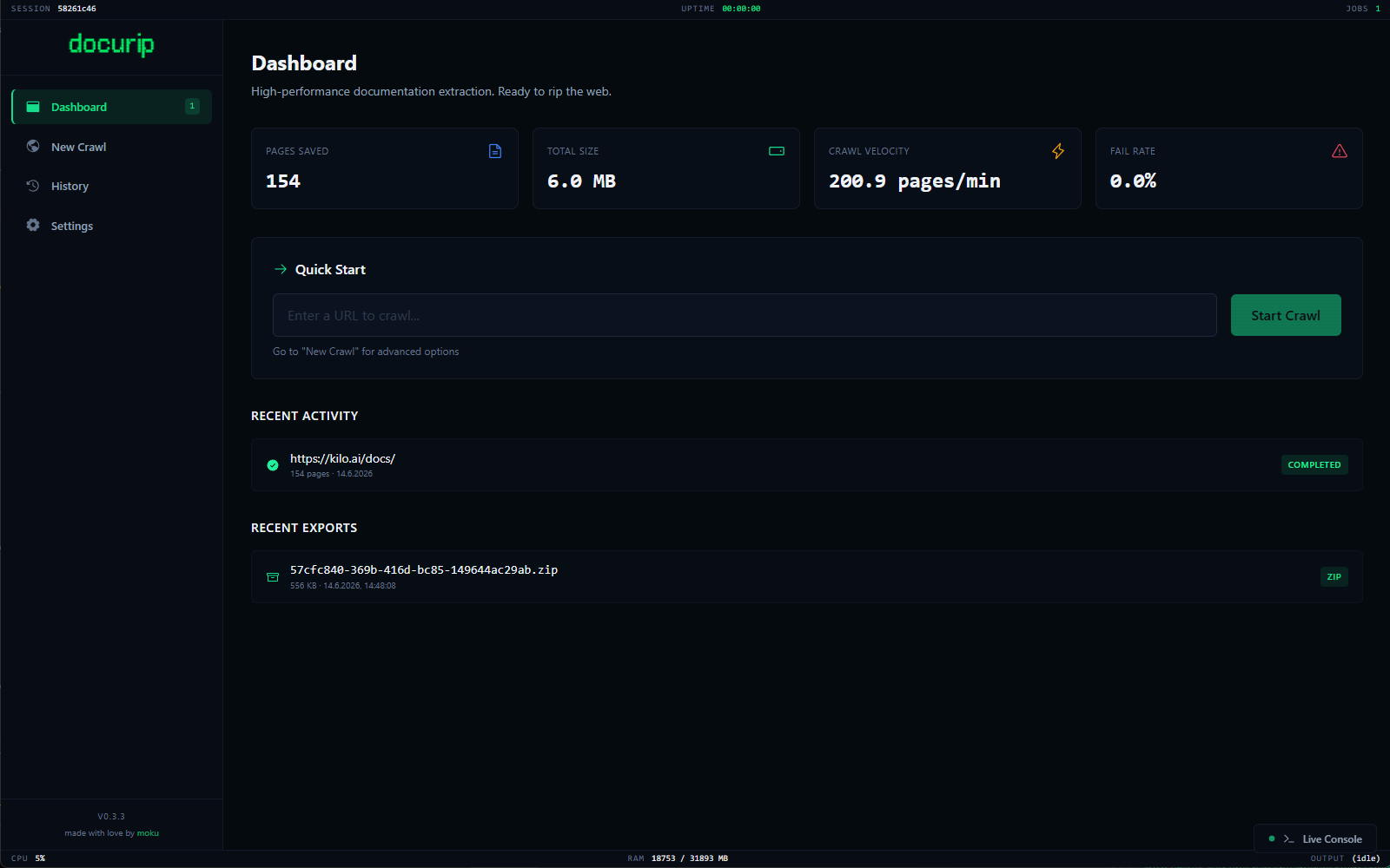 Performance dashboard